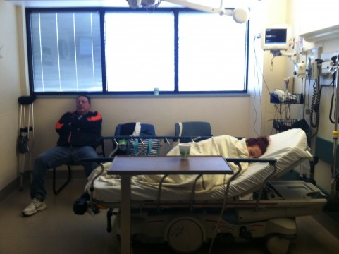 My Mom caught my Dad and I passed out while in the ER haha