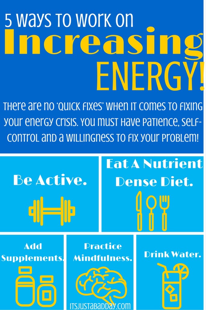 5 Ways To Boost Your Energy | There are no quick fixes when it comes to fixing your energy crisis, but there are certain tools you can use to help combat your fatigue! | Julie Cerrone Spoonie Holistic Health Coach itsjustabadday.com juliecerrone.com