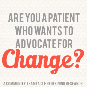 The Autoimmune Community Team (ACT): Redefining Research 2015 Celgene Innovation Impact Awards: Unleashing the Patient Voice in Research.autoimmune patients (125-175), diagnosed with Psoriatic Arthritis (PsA), Ankylosing Spondylitis (AS), AND/OR radiographic or non-radiographic Axial Spondyloarthritis (axSpA/nr-axSpA)