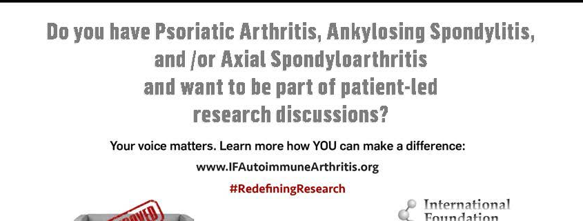 The Autoimmune Community Team (ACT): Redefining Research 2015 Celgene Innovation Impact Awards: Unleashing the Patient Voice in Research.autoimmune patients (125-175), diagnosed with Psoriatic Arthritis (PsA), Ankylosing Spondylitis (AS), AND/OR radiographic or non-radiographic Axial Spondyloarthritis (axSpA/nr-axSpA)